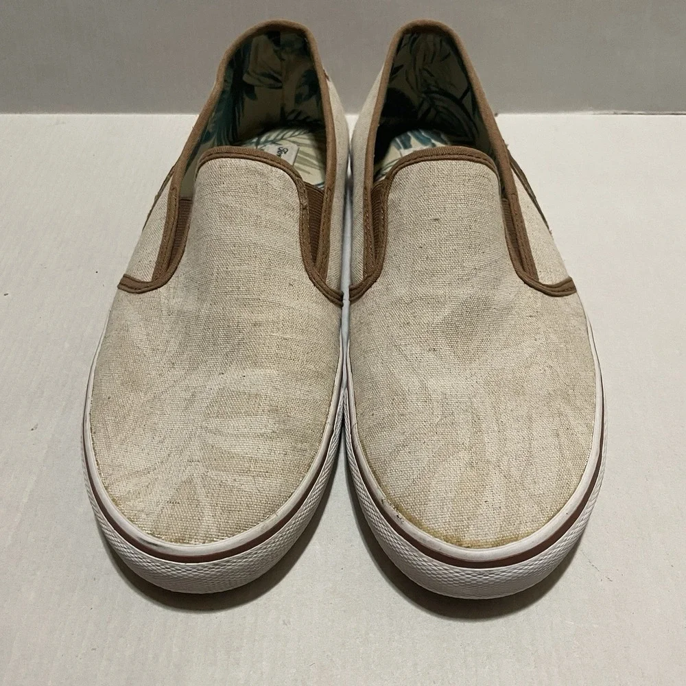 Tommy Bahama Men's Pacific Ridge Slip-On Shoes Size 10 Tan Palm Fronds